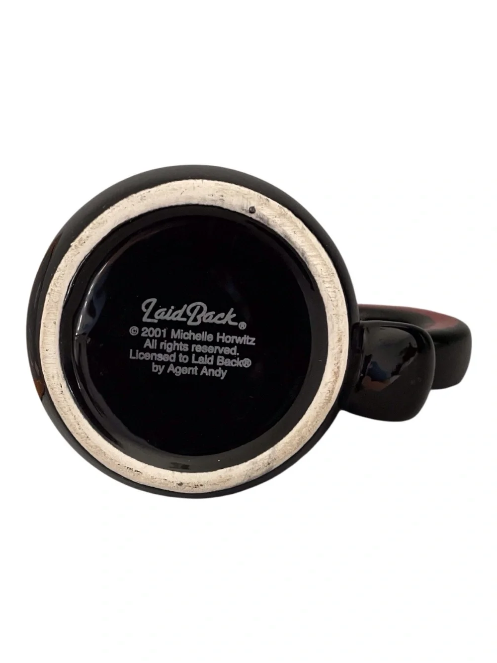 2001 Mishelle Horwitz Laid Back Black Coffee Mug. (A1).